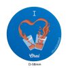 dimensions of blue colour badge or fridge magnet with i love chai printed on it