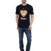 front view of black colour unisex tshirt with i love burger printed on it